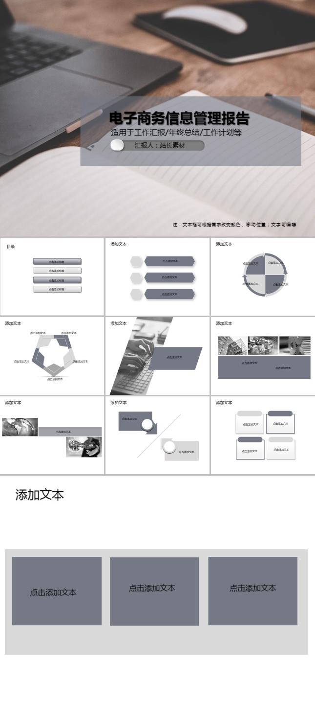 电子商务信息管理报告PPT模板