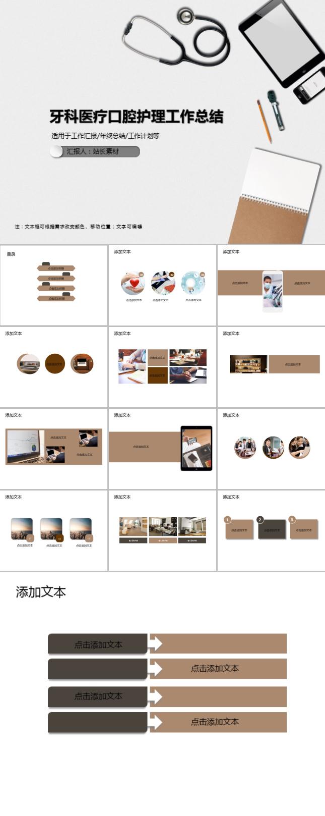 牙科医疗口腔护理工作总结PPT模板