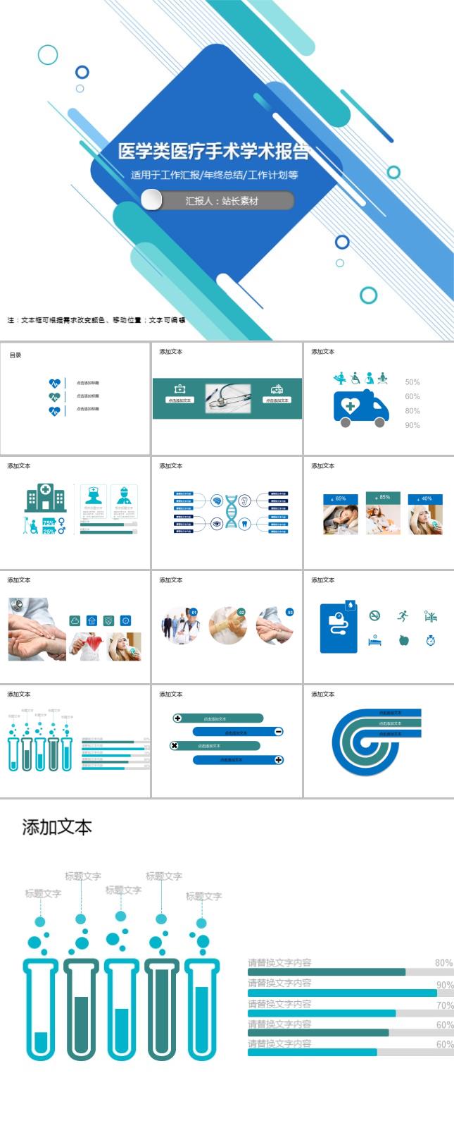 医学类医疗手术学术报告PPT模板