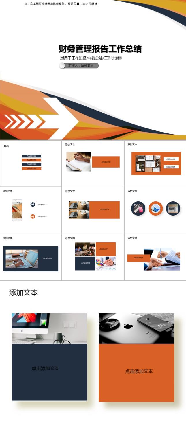 财务管理报告工作总结PPT模板