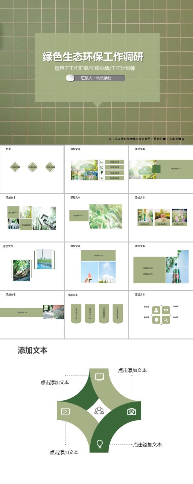 绿色生态环保工作调研PPT模板
